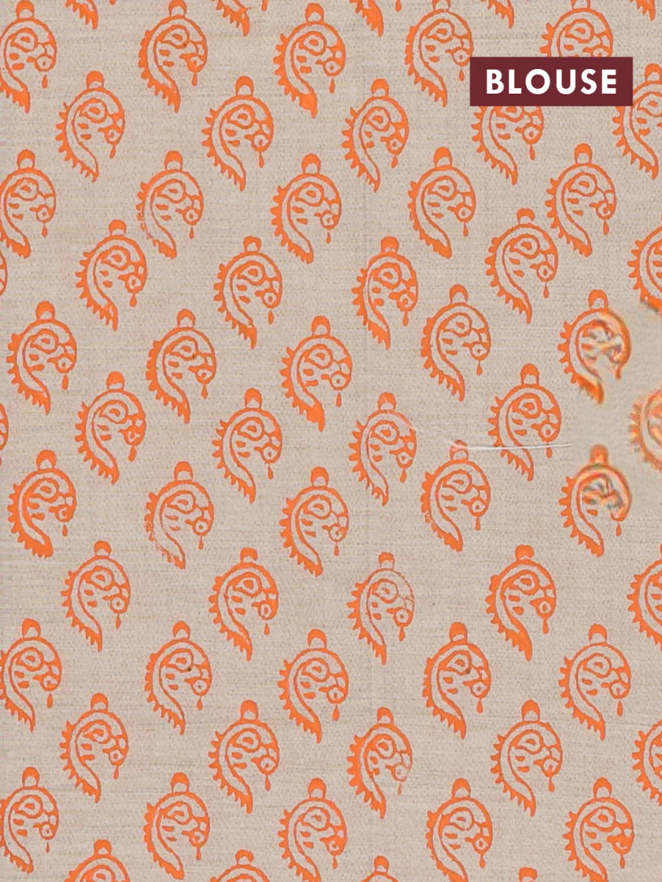 Embroidery Buttas Semi Silk Cotton Saree - Orange and Beige